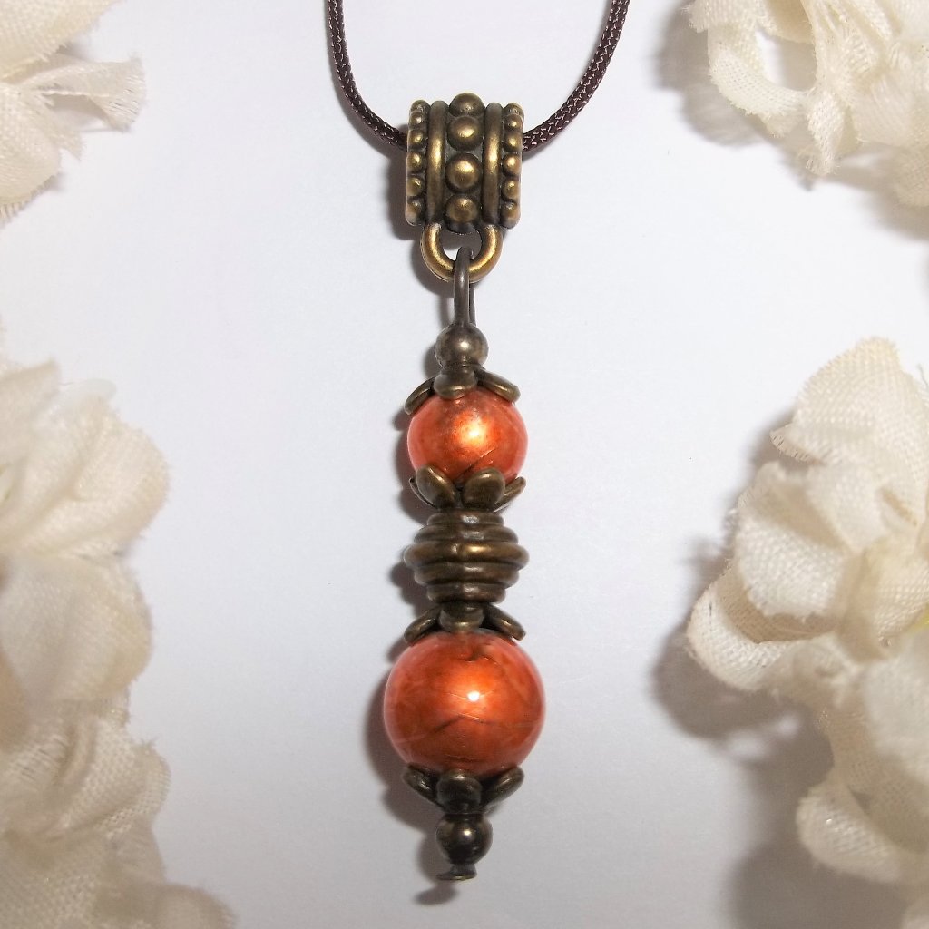 Necklace Beaded Necklace Orange Necklace Boho Necklace Necklace New A095 20$